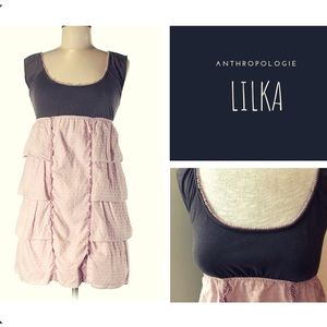 Anthropologie Lilka Dusty Rose Ruffle Dress XS